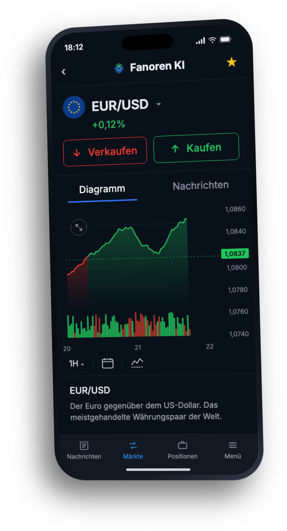 Die Handelsplattform auf dem Smartphone